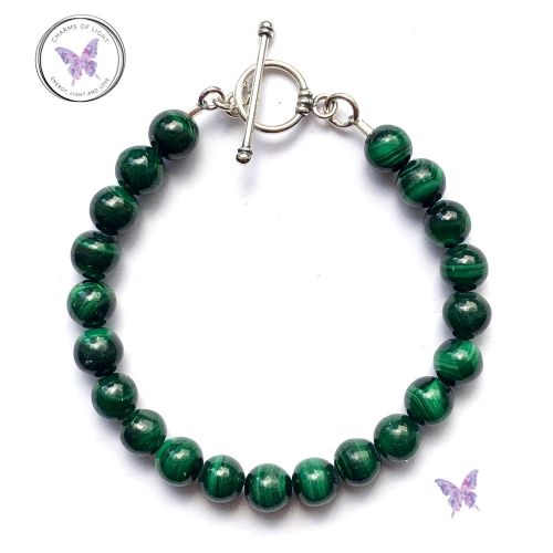 Malachite Bracelet with Silver Toggle Clasp